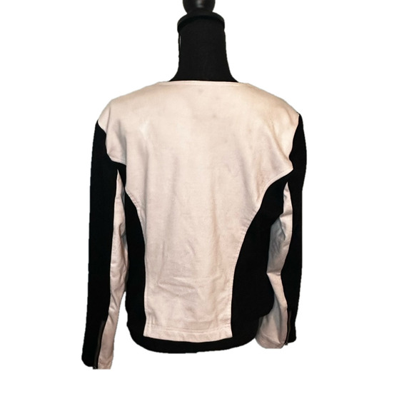 INC Asymmetrical Moto Jacket Black & White Color Block - Picture 6 of 7